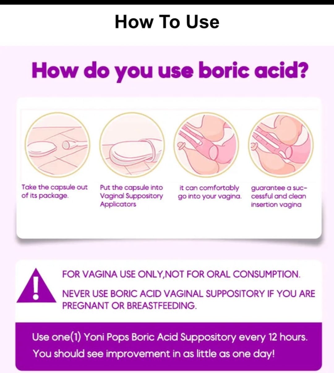 Bawss Boric Vaginal Suppositories